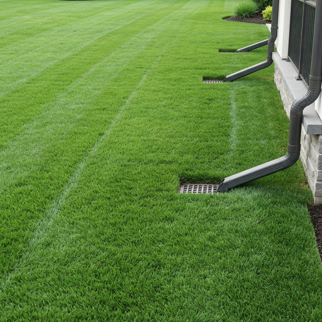 After professional drainage installation in Bartlett — Complete yard transformation with channel drains and grading